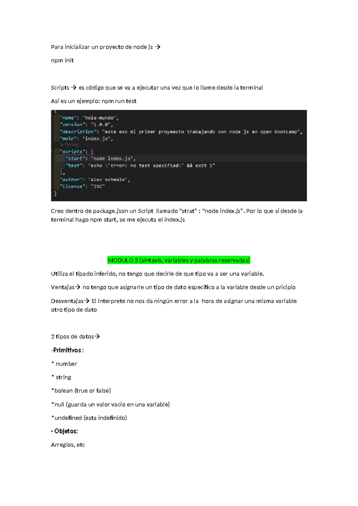 Java Script Open Boot Camp - Para inicializar un proyecto de node js ...