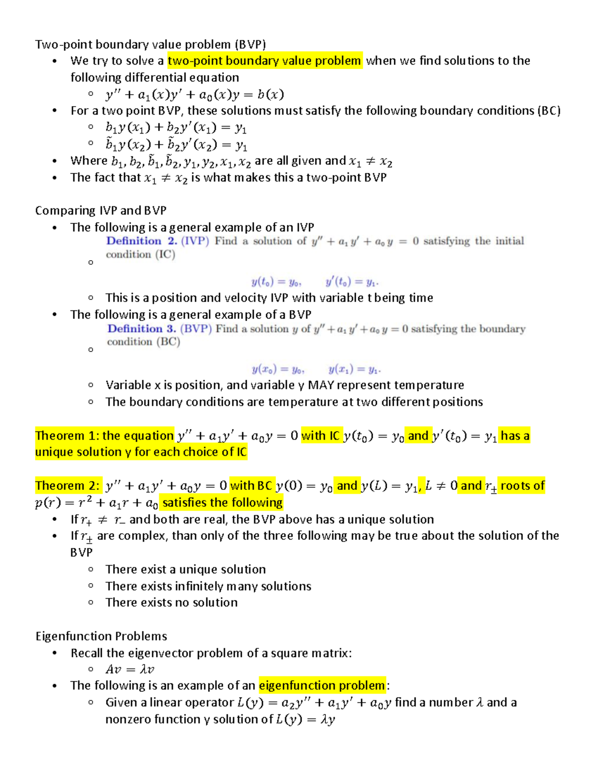 MTH235 Chapter 7.1 - Two-point Boundary Value Problem (BVP) - We Try To ...