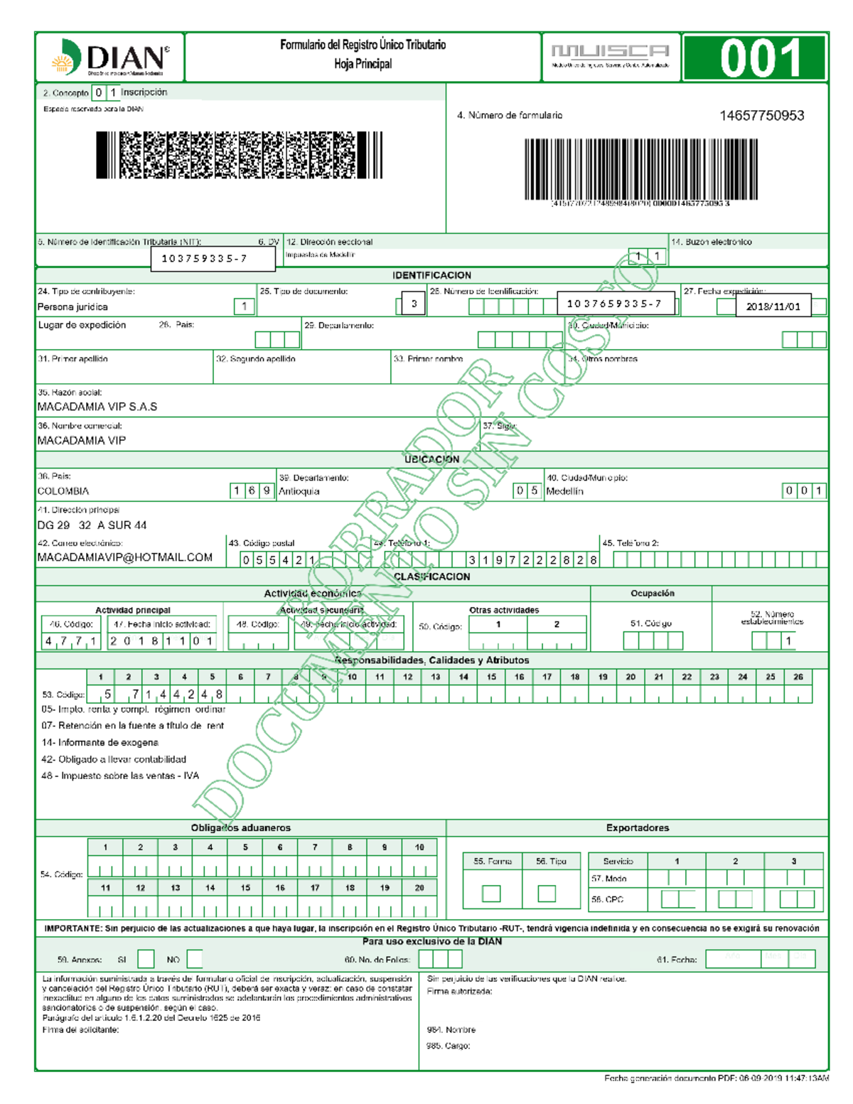 14657750953 DIAN RUT1 - otras actividades - Formulario del Registro ...