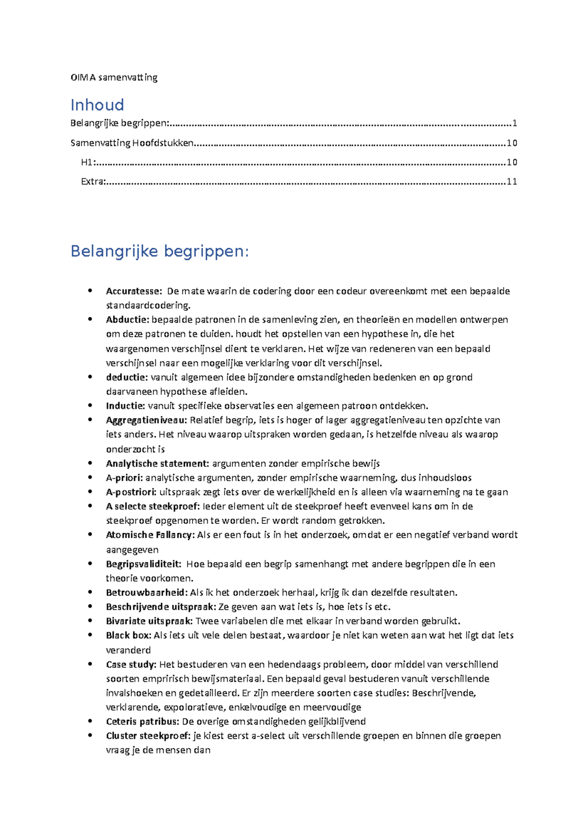 OIMA Begrippen En Samenvatting H1 - OIMA Samenvatting Inhoud ...