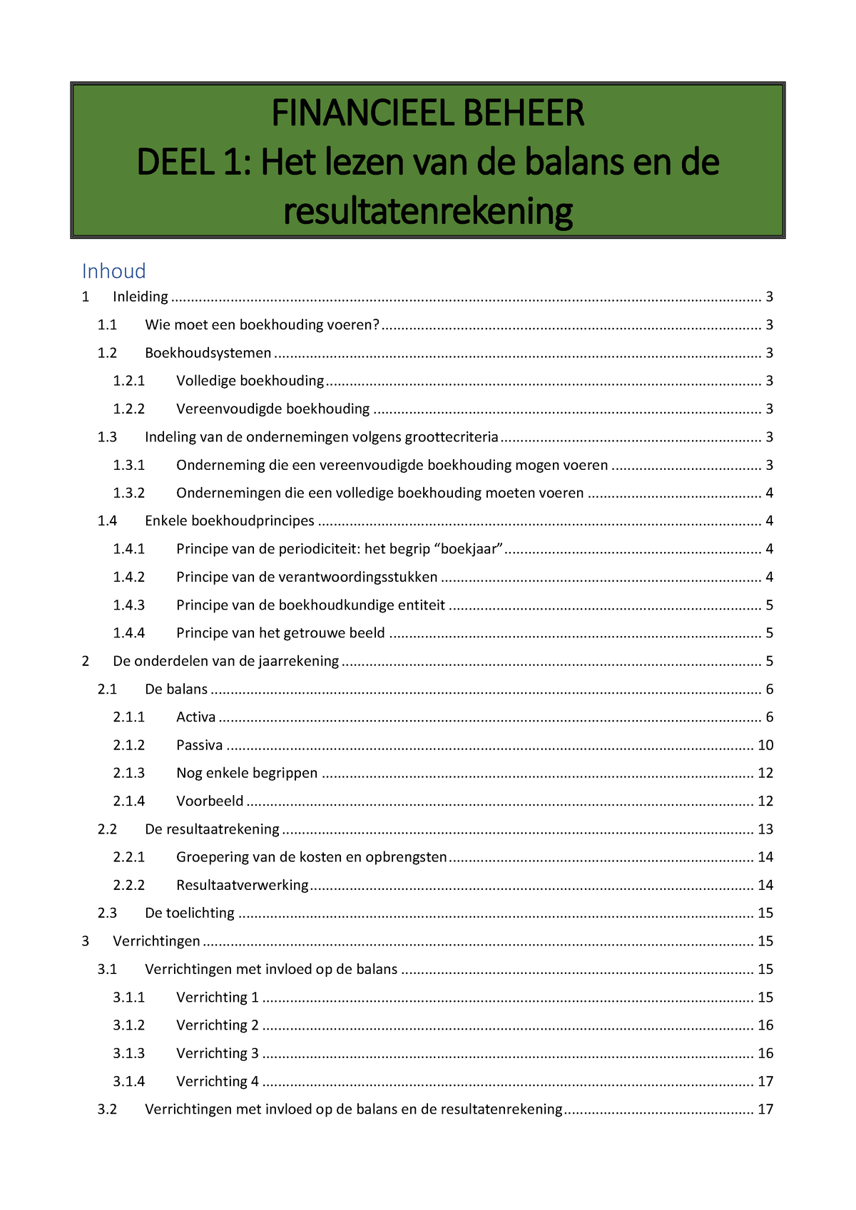 Financieel Beheer Samenvatting Deel 1-4 - FINANCIEEL BEHEER DEEL 1 ...