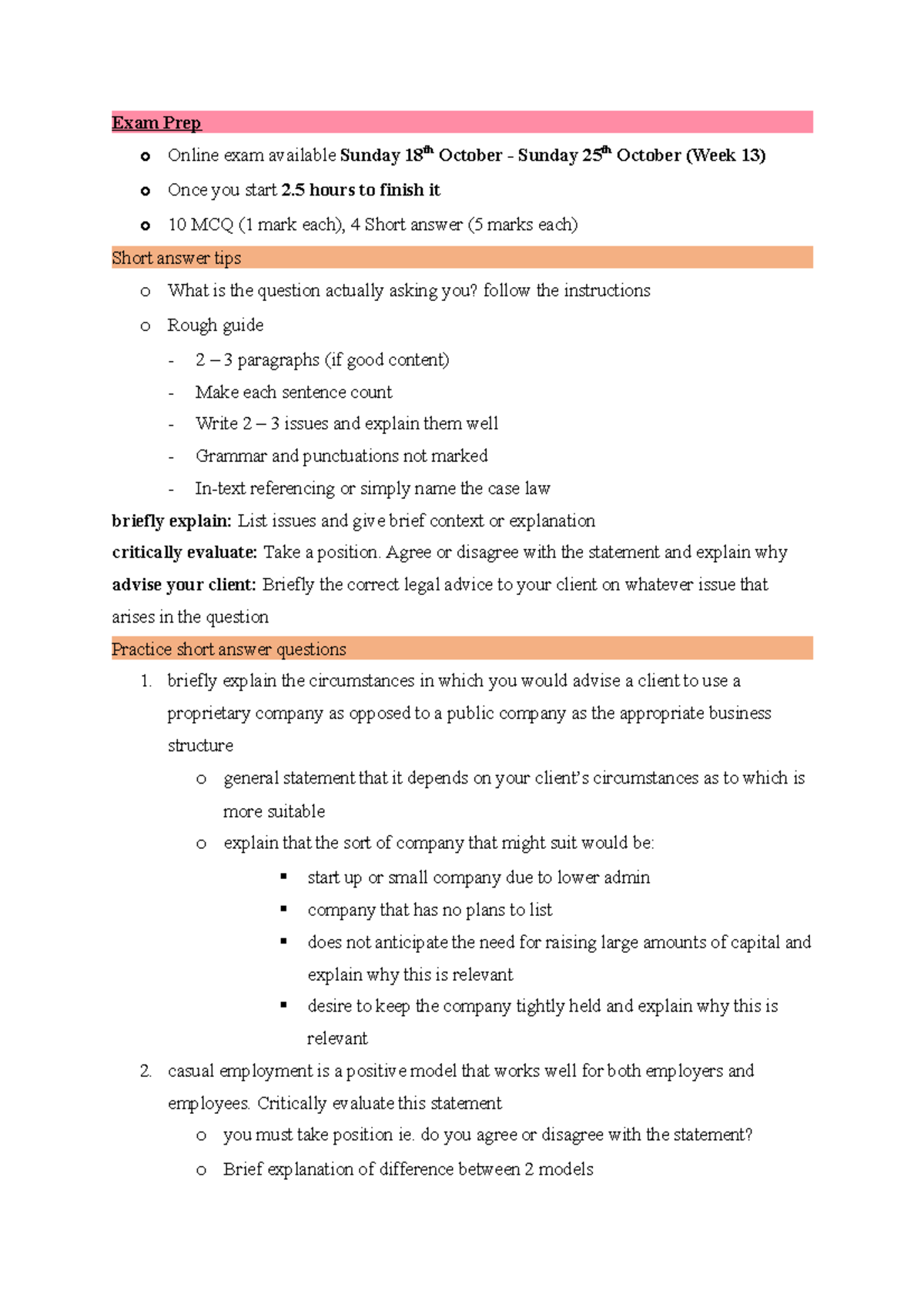 Exam Prep - Exam prep for EOS exam - Exam Prep o Online exam available ...