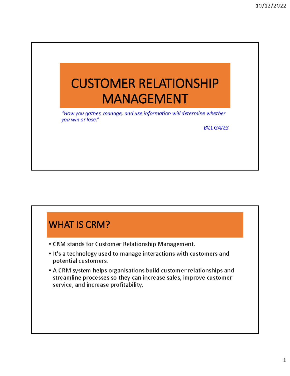 Chapter 5. Customer Relationship Management - CUSTOMER RELATIONSHIP ...