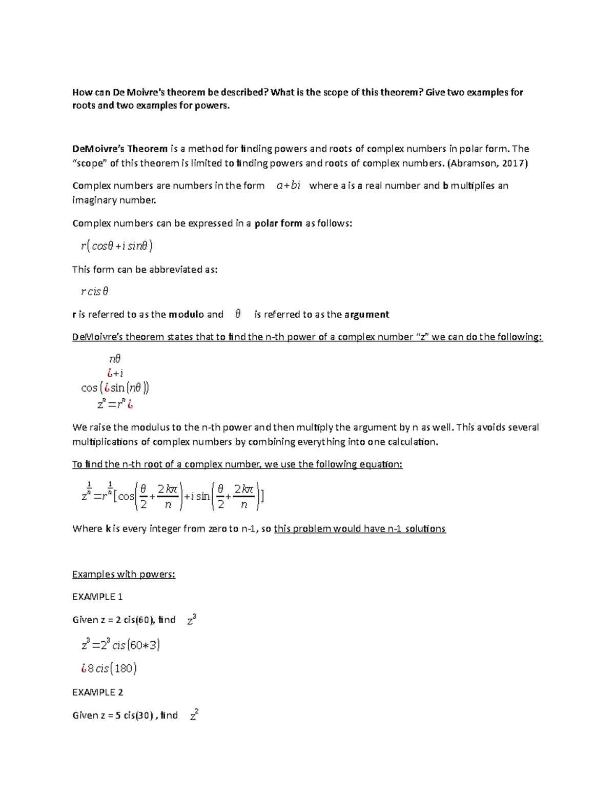 Discussion Assignment For Unit 8 Of College Algebra - MATH 1201 ...