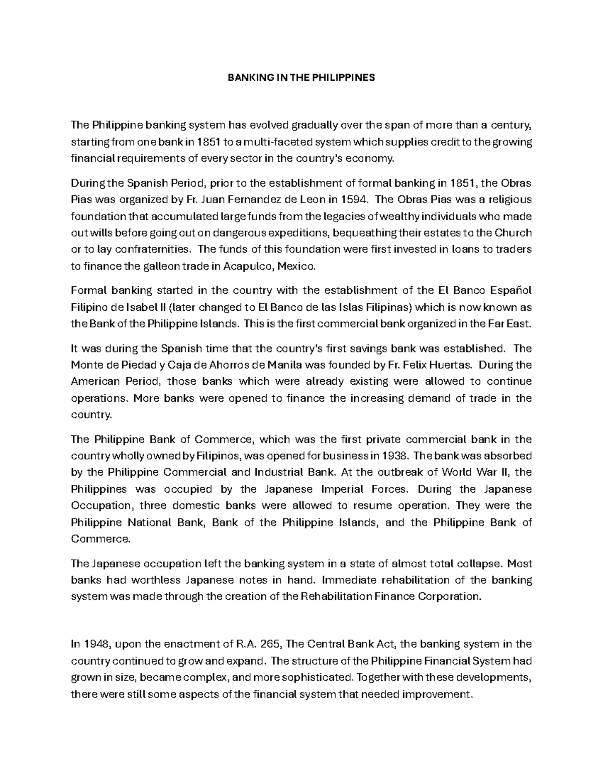 Banking IN THE Philippines - BANKING IN THE PHILIPPINES The Philippine ...
