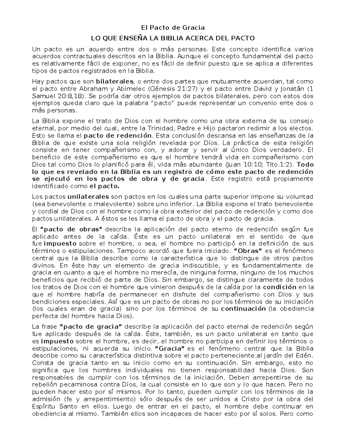 El oacto de gracia - ttttt - El Pacto de Gracia LO QUE ENSEÑA LA BIBLIA ...