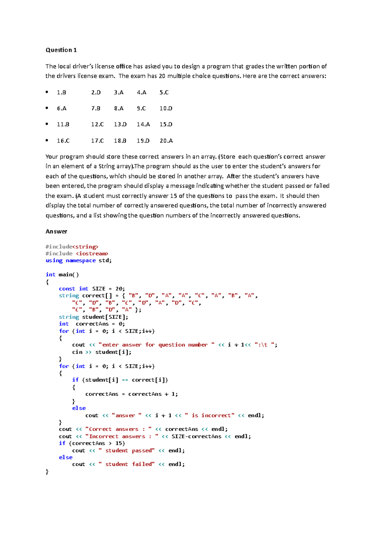 Practice Questions Procedural Programming - Question 1 The local driver ...