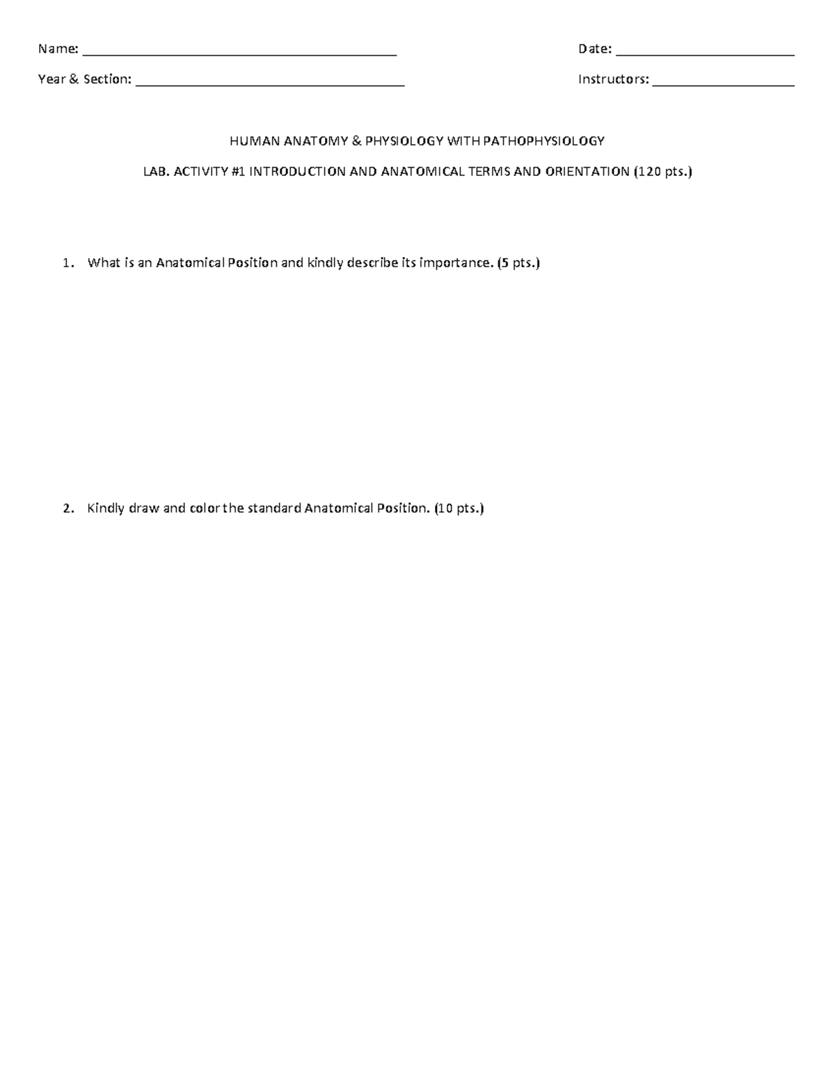 Human Anatomy S.Y. 20242025 1st Lab. Activity Name