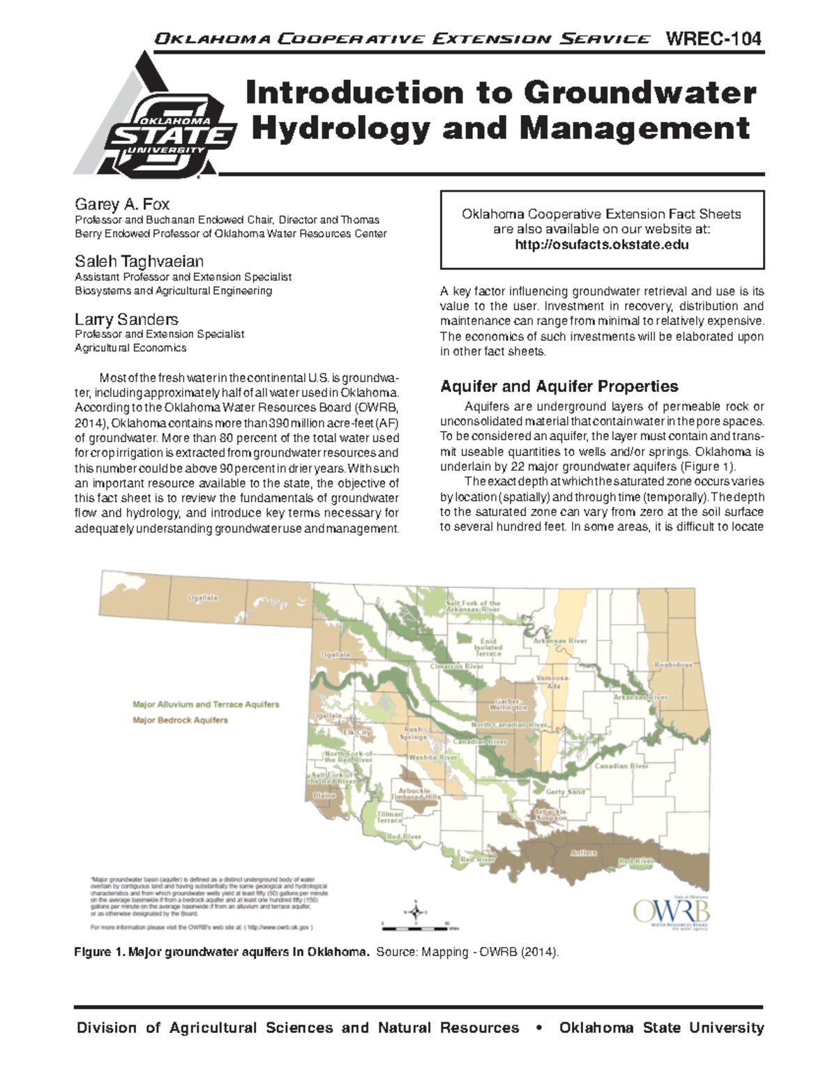 Introduction to groundwater hydrology and management wrec 104