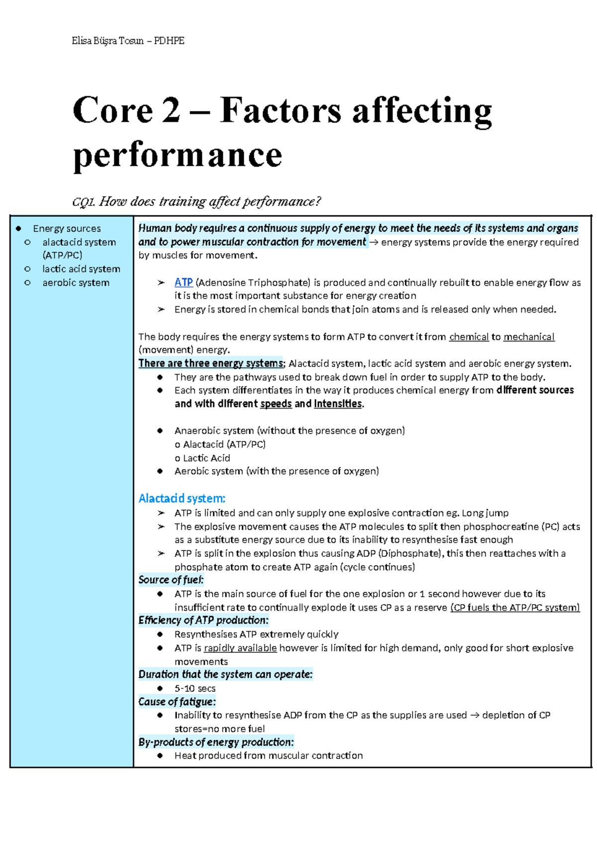 Core 2 - Pdhpe - Core 2 – Factors affecting performance CQ1. How does ...