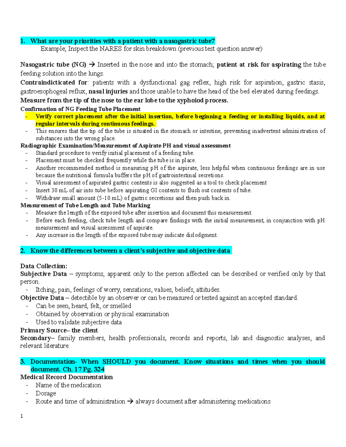 Final study guide - What are your priorities with a patient with a ...