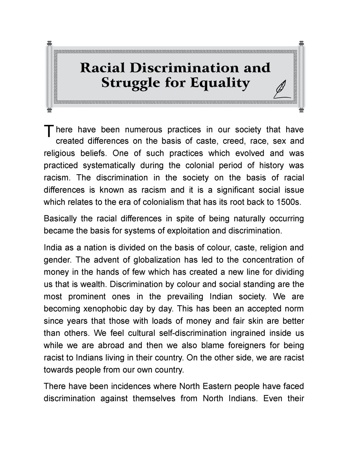 thesis statement about racial inequality