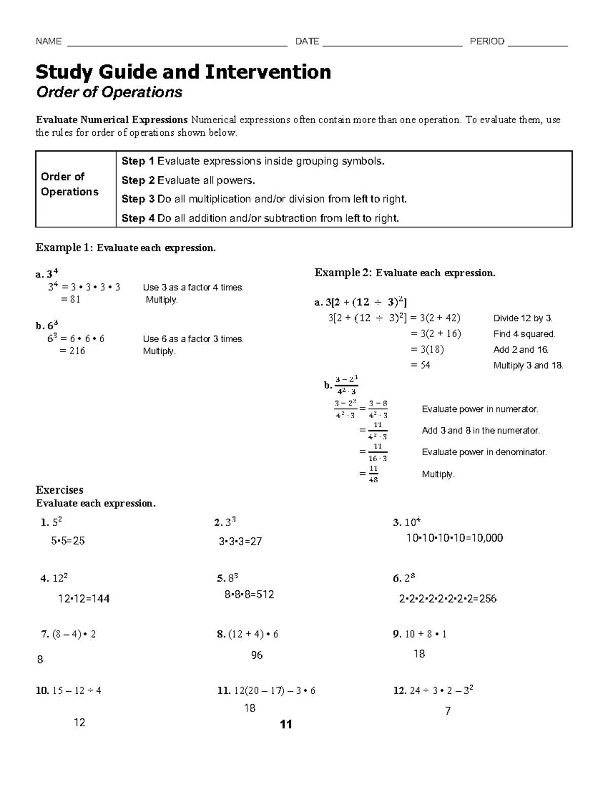 Henry Fernandez - Order of Operations Practice - - Studocu
