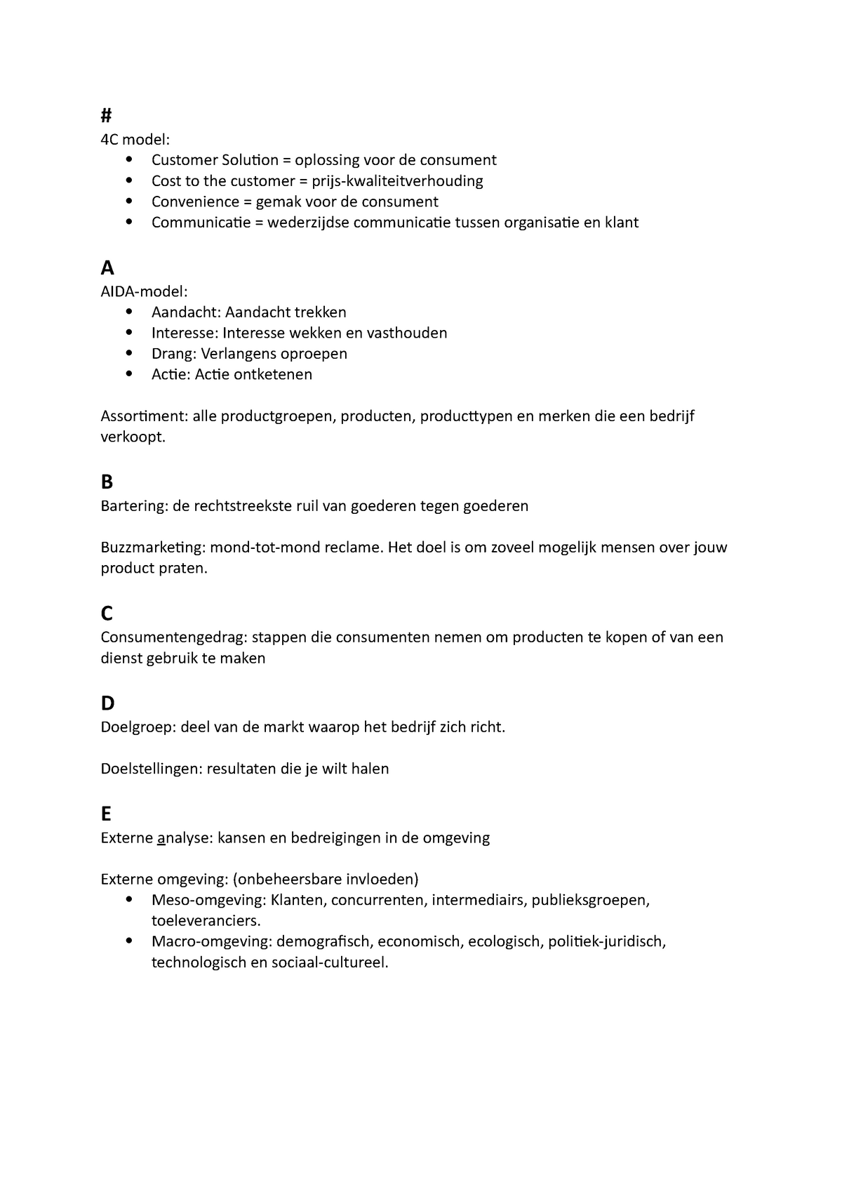 Marketing Begrippen C Model Customer Solution Oplossing Voor De Consument Cost To The