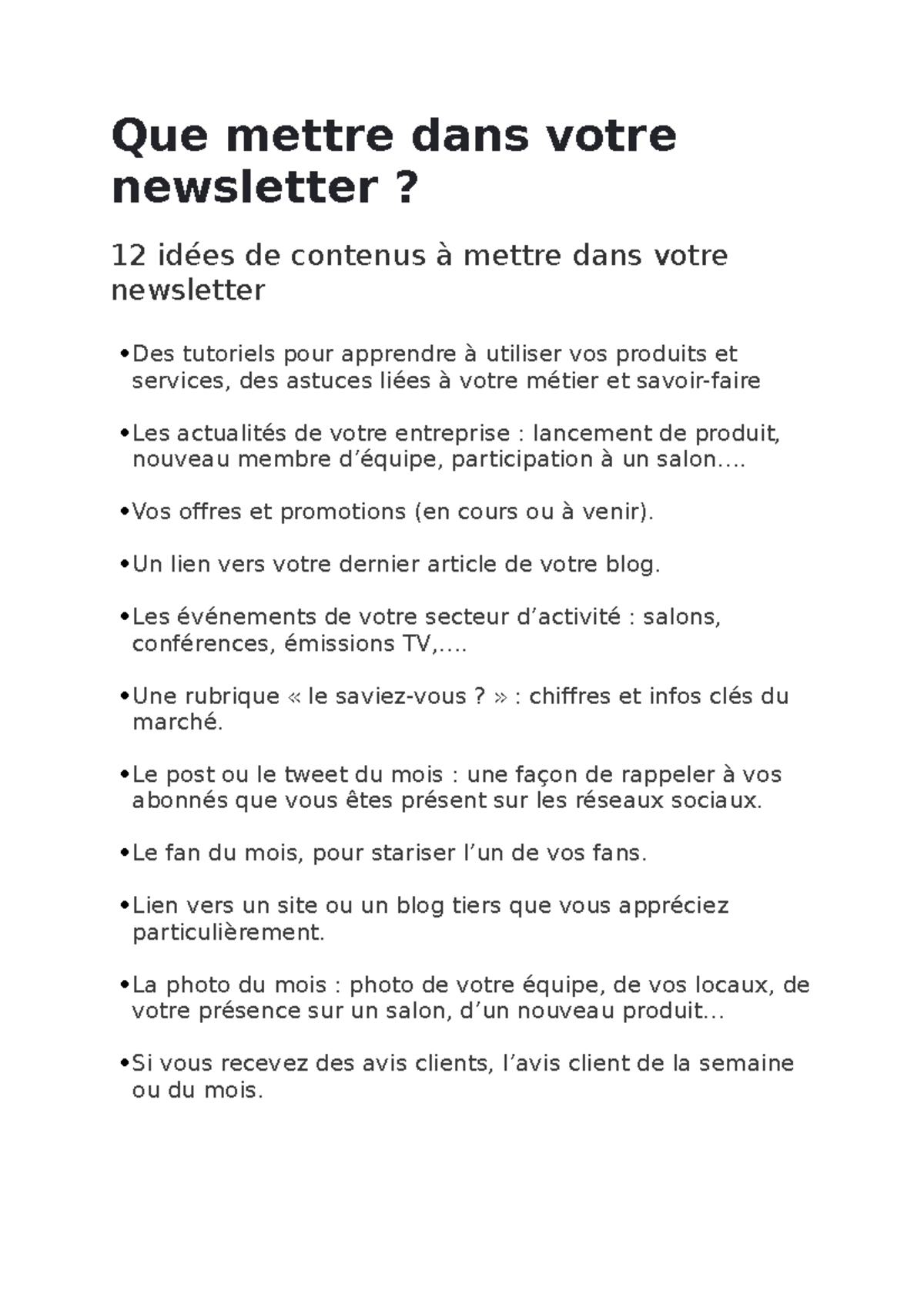 Que Mettre Dans Votre Newsletter Que Mettre Dans Votre Newsletter Id Es De Contenus