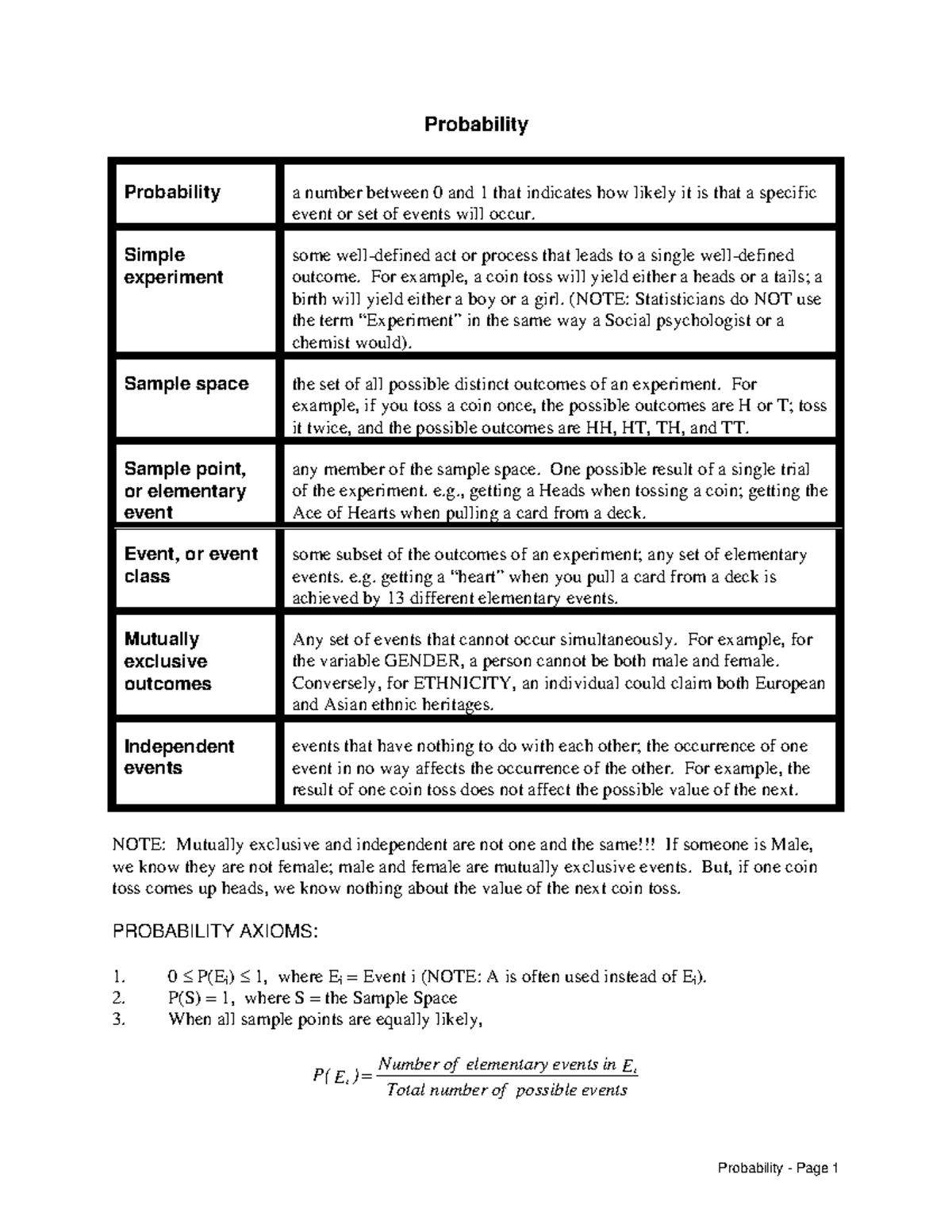 Probability - Lecture notes 4 - Probability Probability a number ...