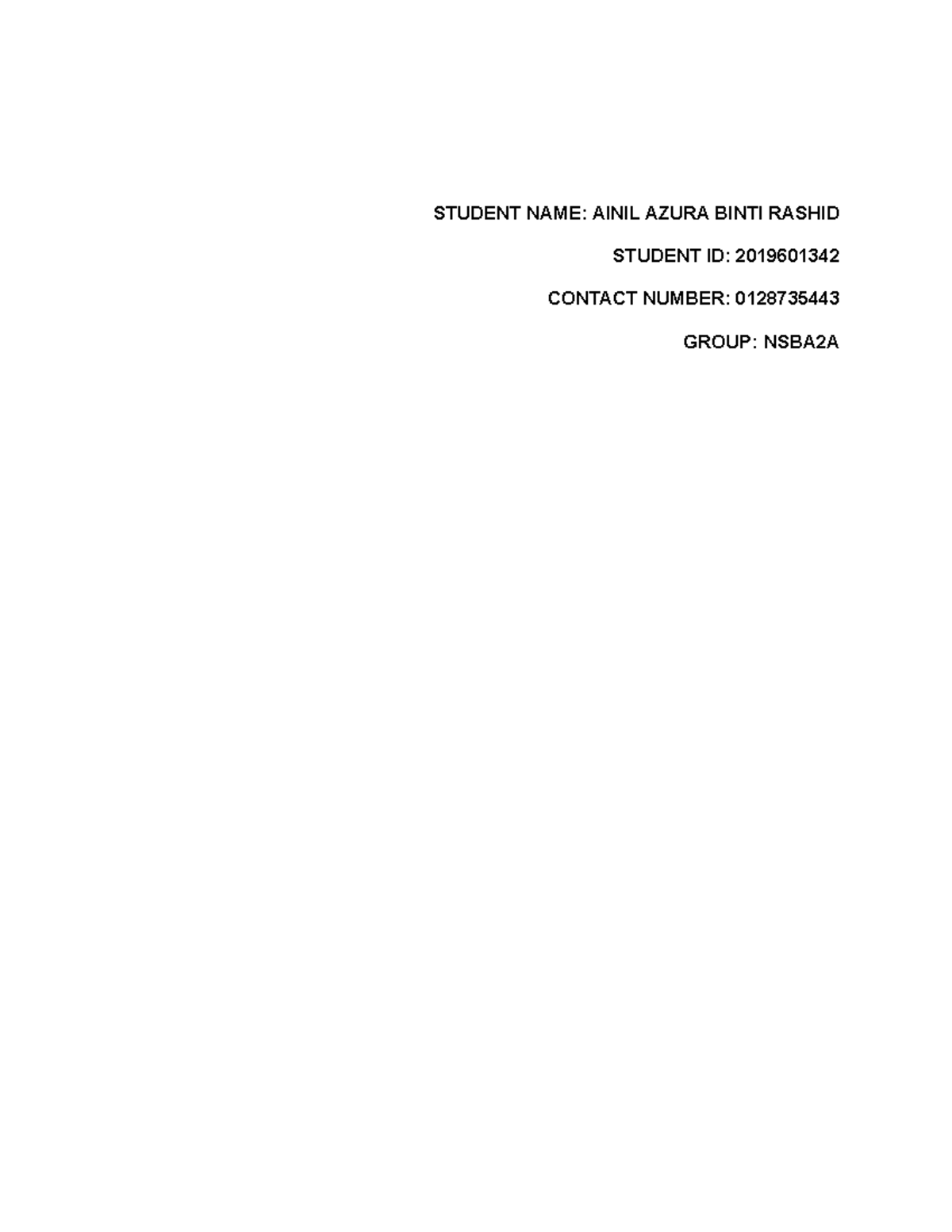 2.ASM452 Kertas Jawapan - STUDENT NAME: AINIL AZURA BINTI RASHID ...