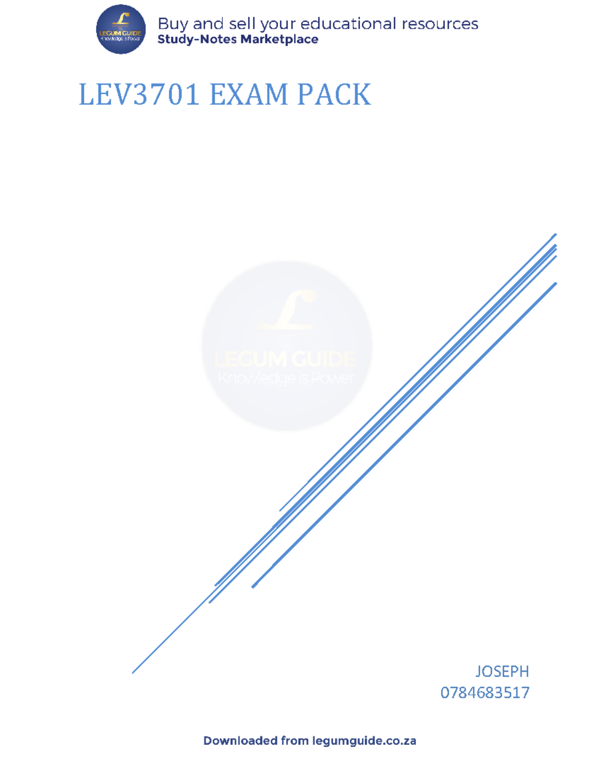 LEV3701-EXAM-PACK-2020 AFL1501 - JOSEPH 0784683517 LEV3701 EXAM PACK ...