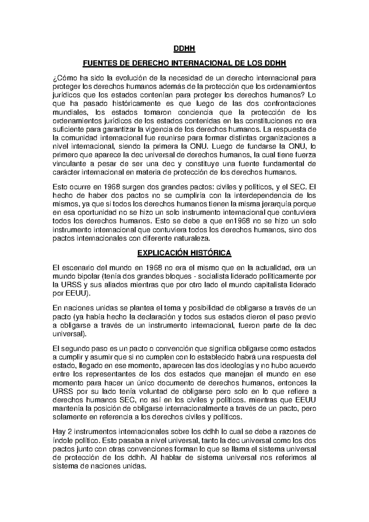 Derechos Humanos Pago-1 - DDHH FUENTES DE DERECHO INTERNACIONAL DE LOS ...