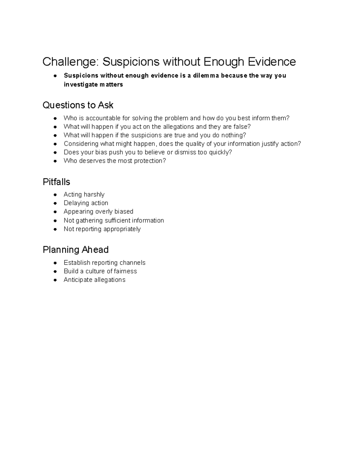 Challenge Suspicions without Evidence Challenge Suspicions without