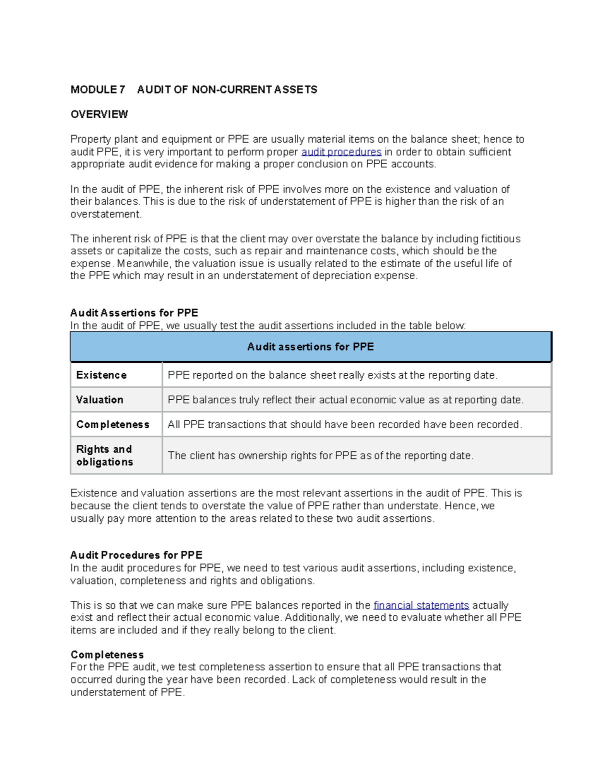 module-7-audit-of-non-current-assets-module-7-audit-of-non-current