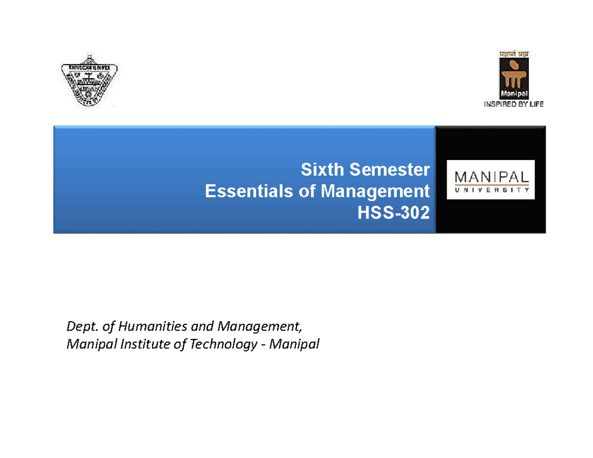 L5 Planning - Sixth Semester Essentials of Management HSS- Dept. of ...