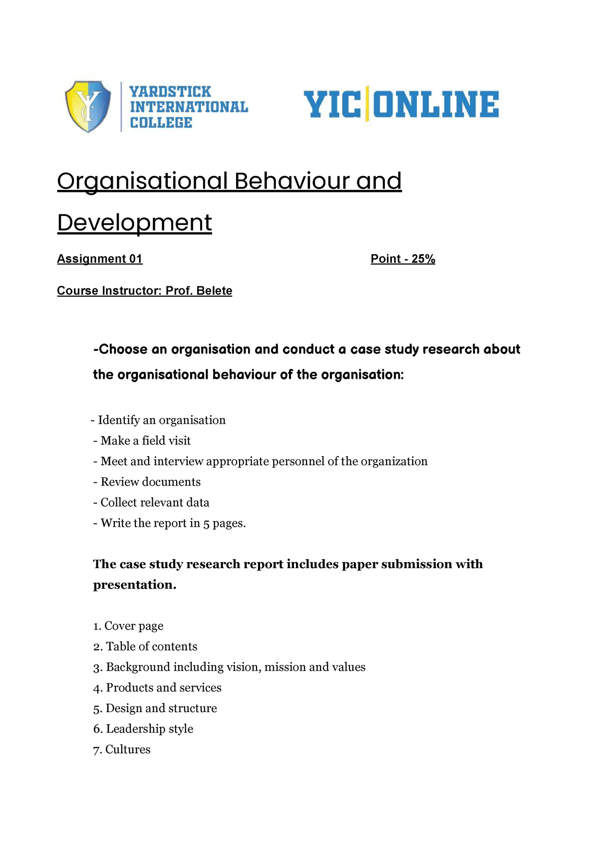 organisational behaviour assignment 1