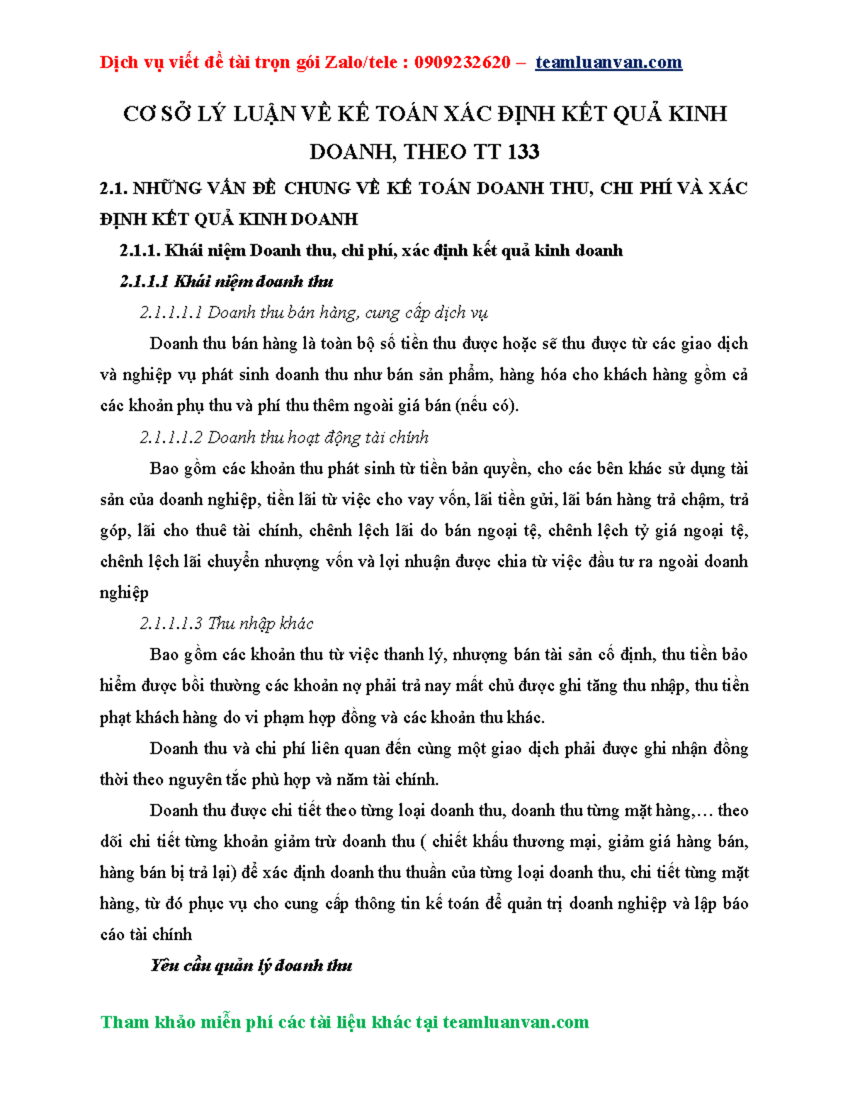 Cơ Sở Lý Luận Về Kế Toán Xác Định Kết Quả Kinh Doanh, Theo Tt 133 - CƠ SỞ LÝ LUẬN VỀ KẾ TOÁN XÁC - Studocu