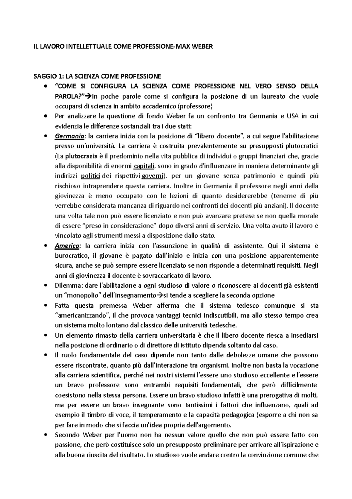 La Scienza come Professione Weber IL LAVORO INTELLETTUALE COME PROFESSIONEMAX WEBER SAGGIO 1 La Scienza come Professione Weber IL LAVORO INTELLETTUALE COME PROFESSIONEMAX WEBER SAGGIO 1