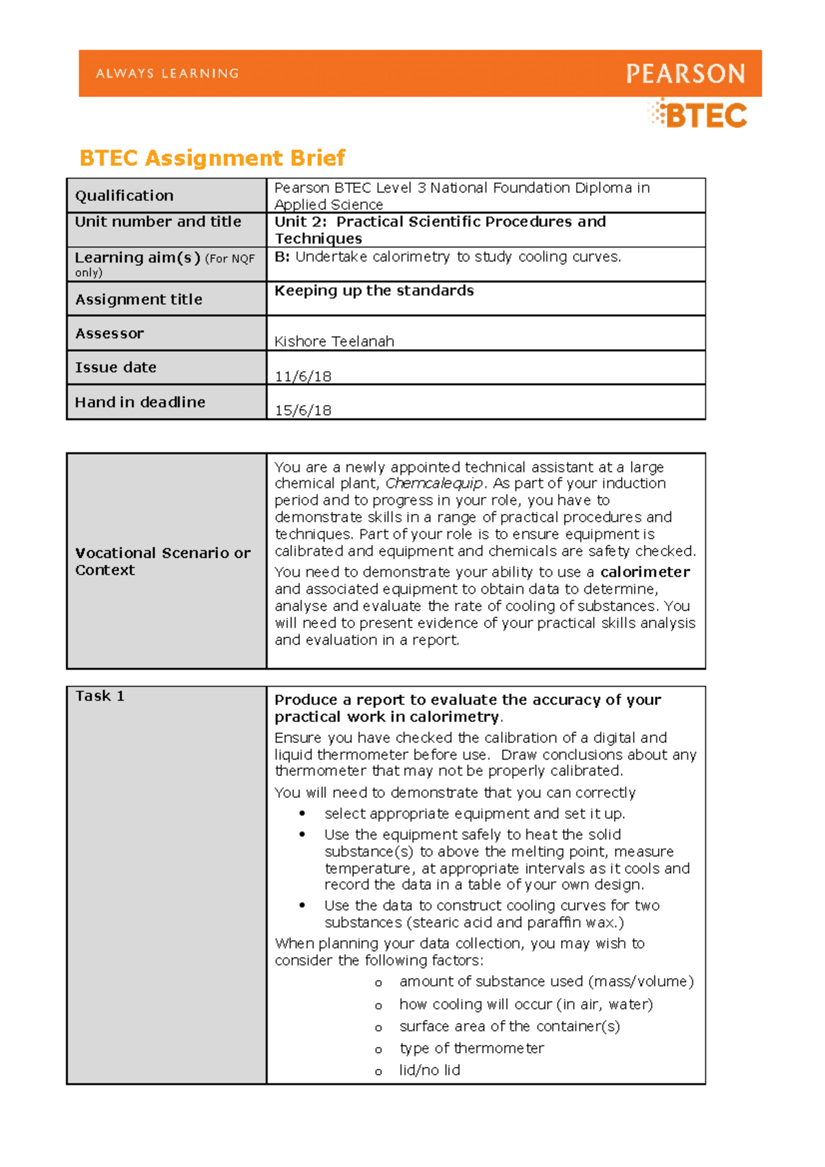 Unit 2b Assignment Brief Practical-Scientific-Procedures-and-Techniques ...