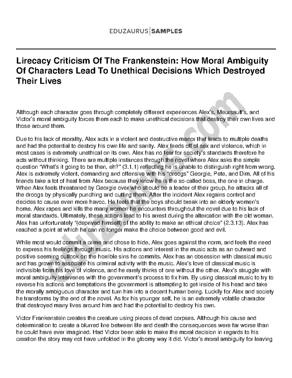 frankenstein literary criticism essay