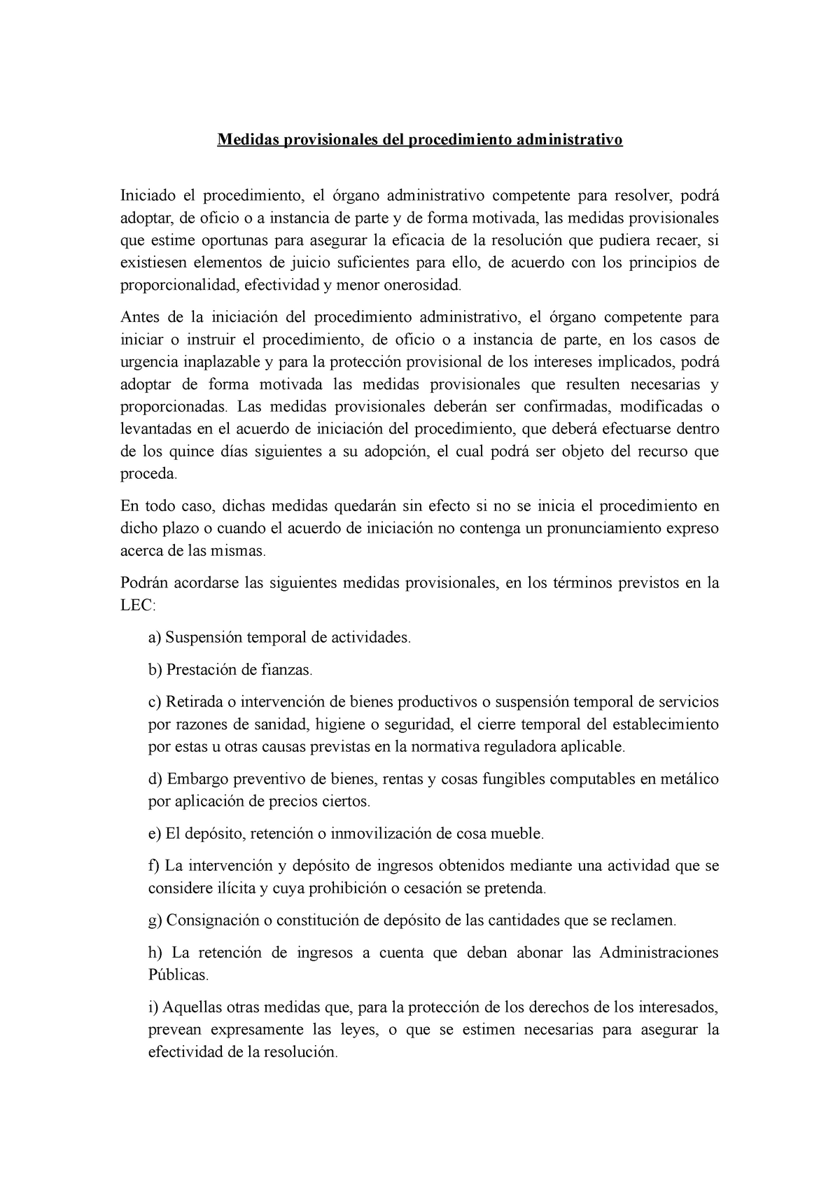 Medidas Provisionales PAC - Medidas Provisionales Del Procedimiento ...