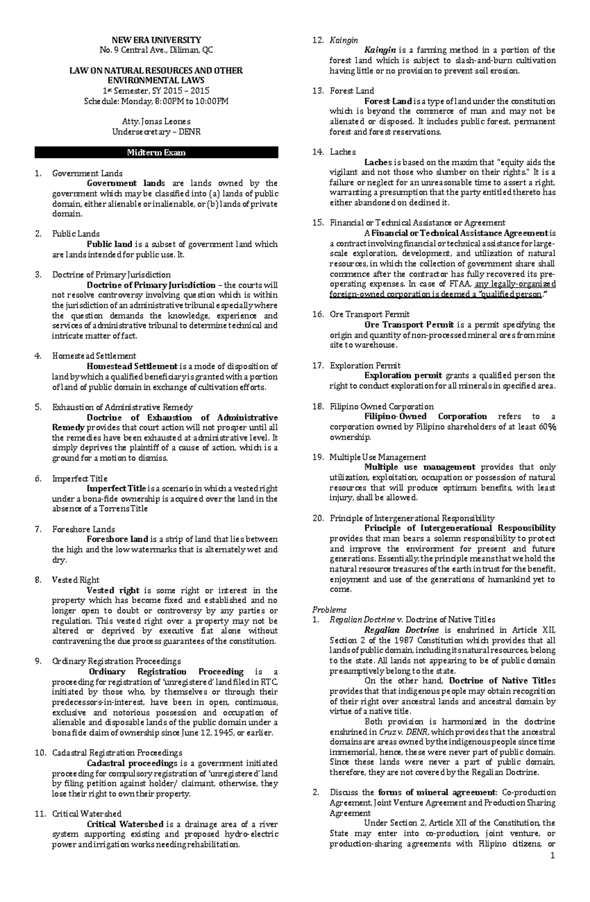 Natres-Notes 2 - Continuation of Natres Notes - NEW ERA UNIVERSITY No ...