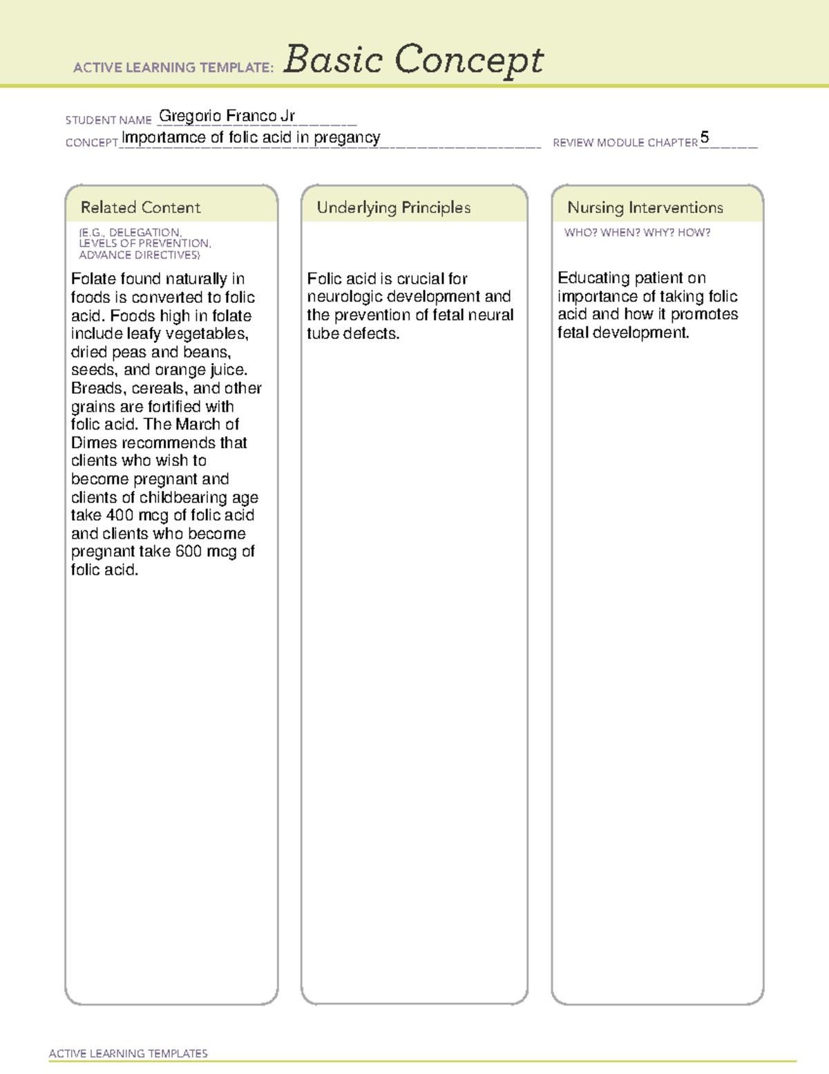 Maternal ATI temp 3 final - NURS 4304 - ACTIVE LEARNING TEMPLATES Basic ...