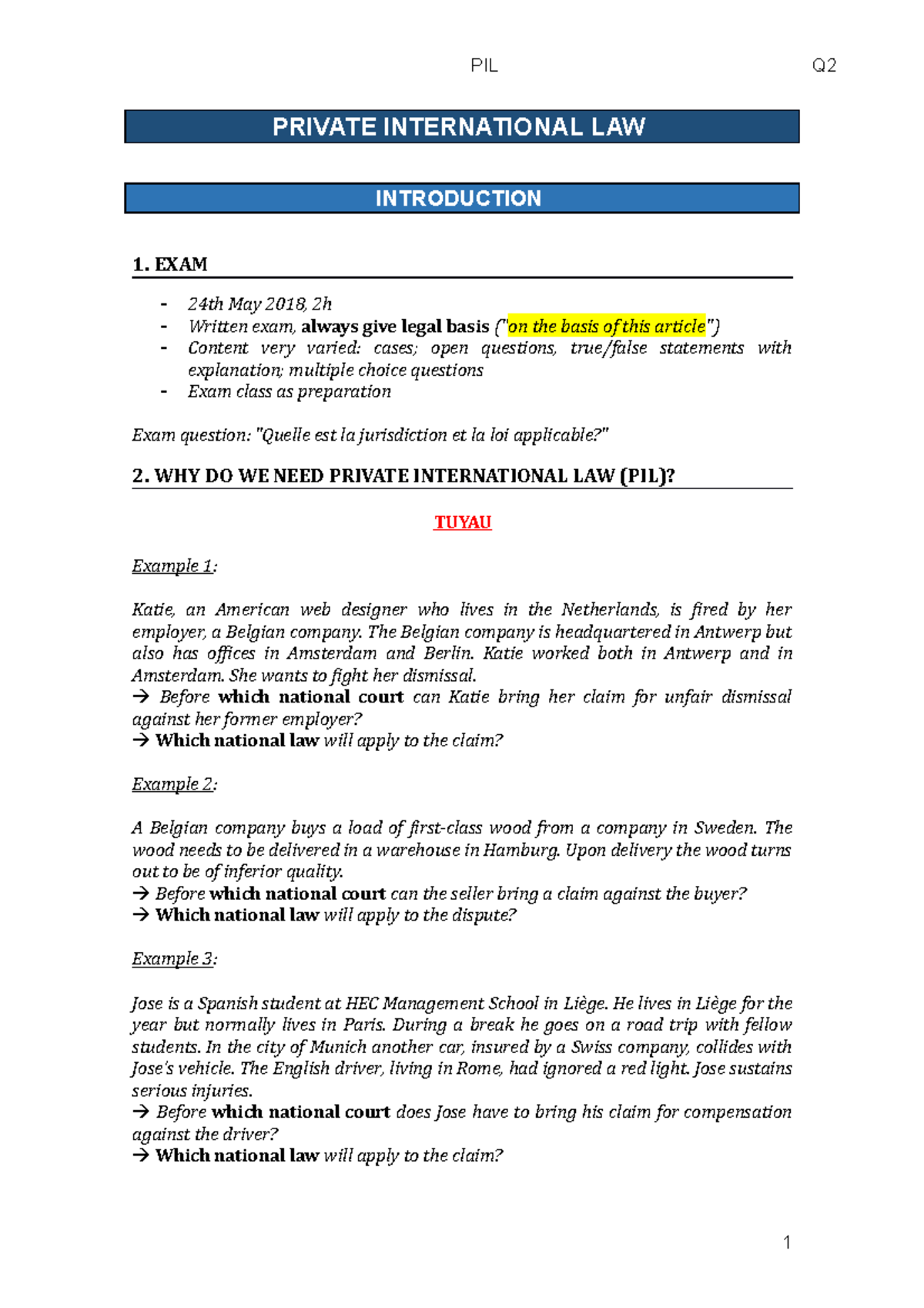 Private-International-Law notes - PRIVATE INTERNATIONAL LAW ...