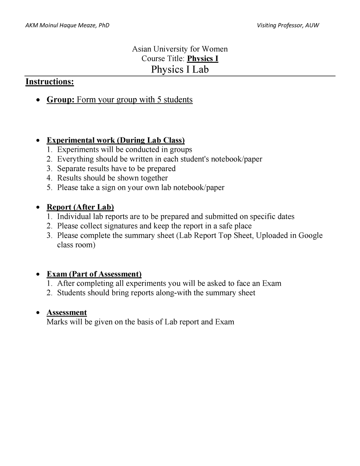 Lab Handout 4 - Assignment - Asian University for Women Course Title ...