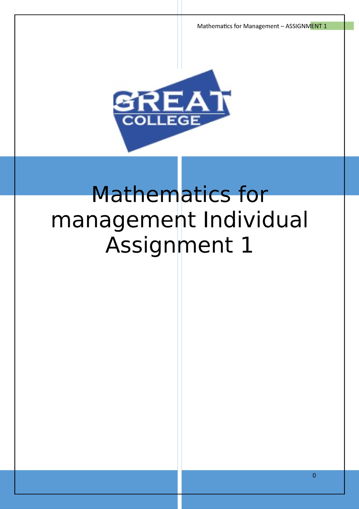 characteristics of mathematics assignment