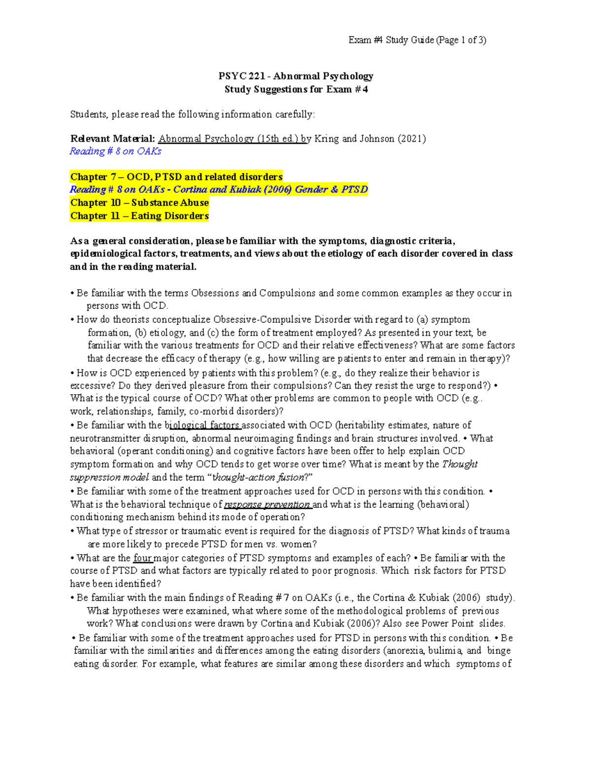 221 Study Guide Exam 4 (S22) - Exam #4 Study Guide (Page 1 Of 3) PSYC ...