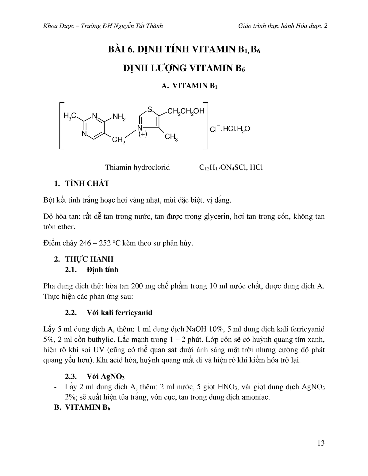 Tác dụng của định tính vitamin b1 và nguồn cung cấp chính