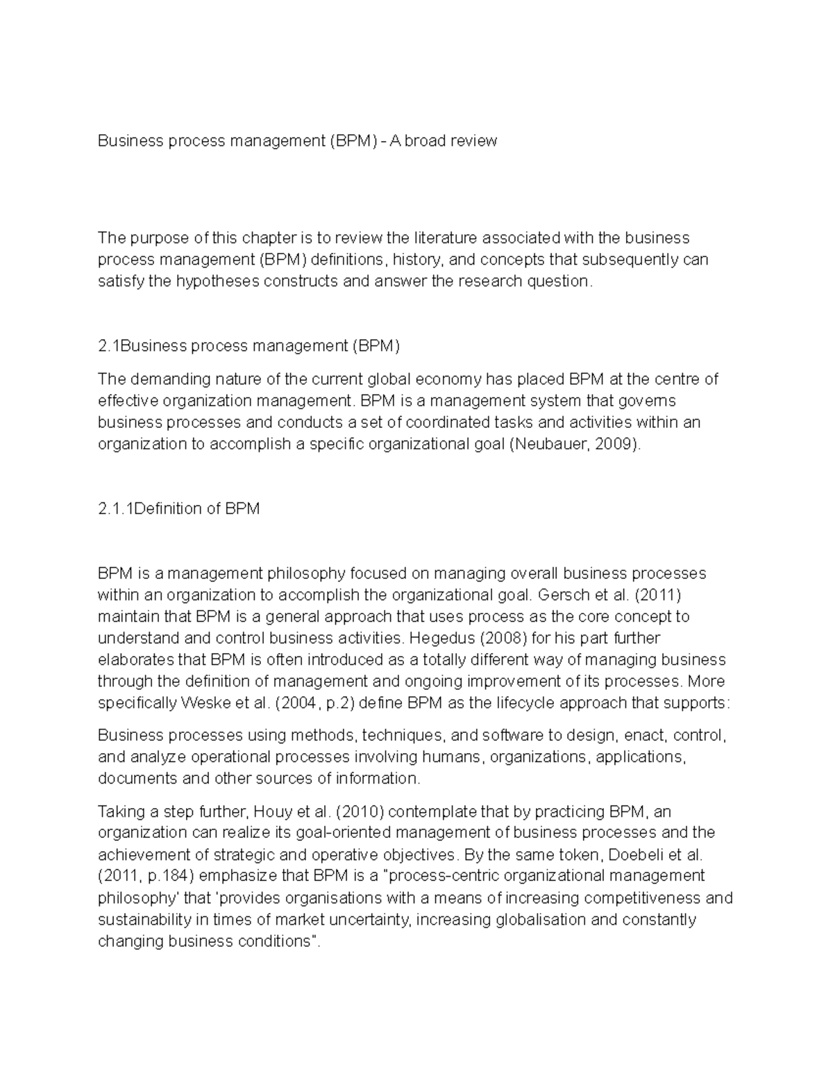 Business process management (BPM) - A broad review - 2 process ...