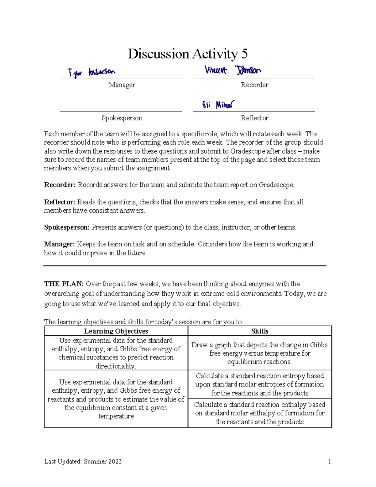 Discussion+Activity+05 - Discussion Activity 5 Each member of the team ...