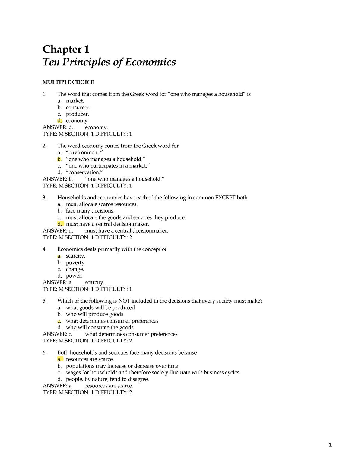 economics homework chapter 1