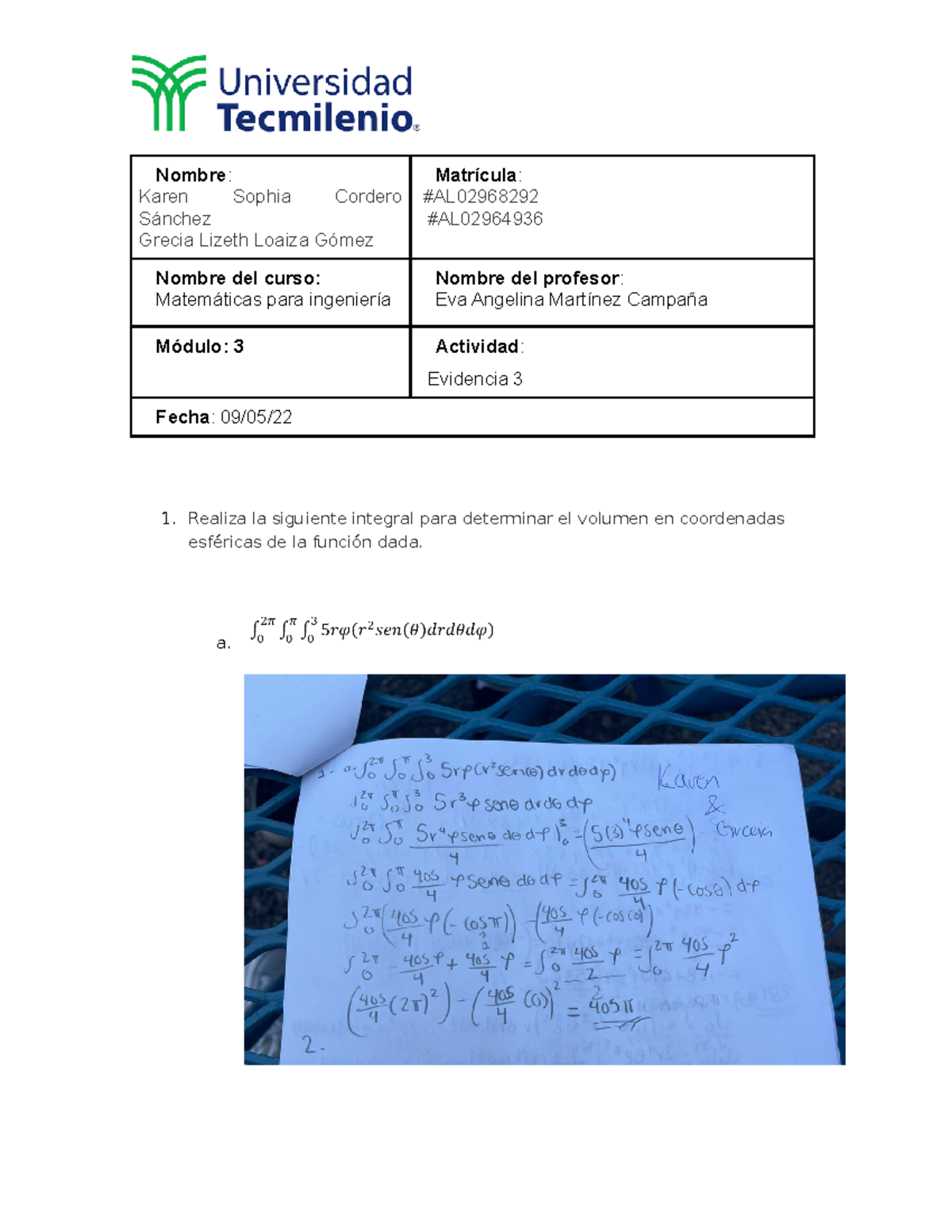 Evidencia 3 fisica 2 - Nombre : Karen Sophia Cordero Sánchez Grecia ...