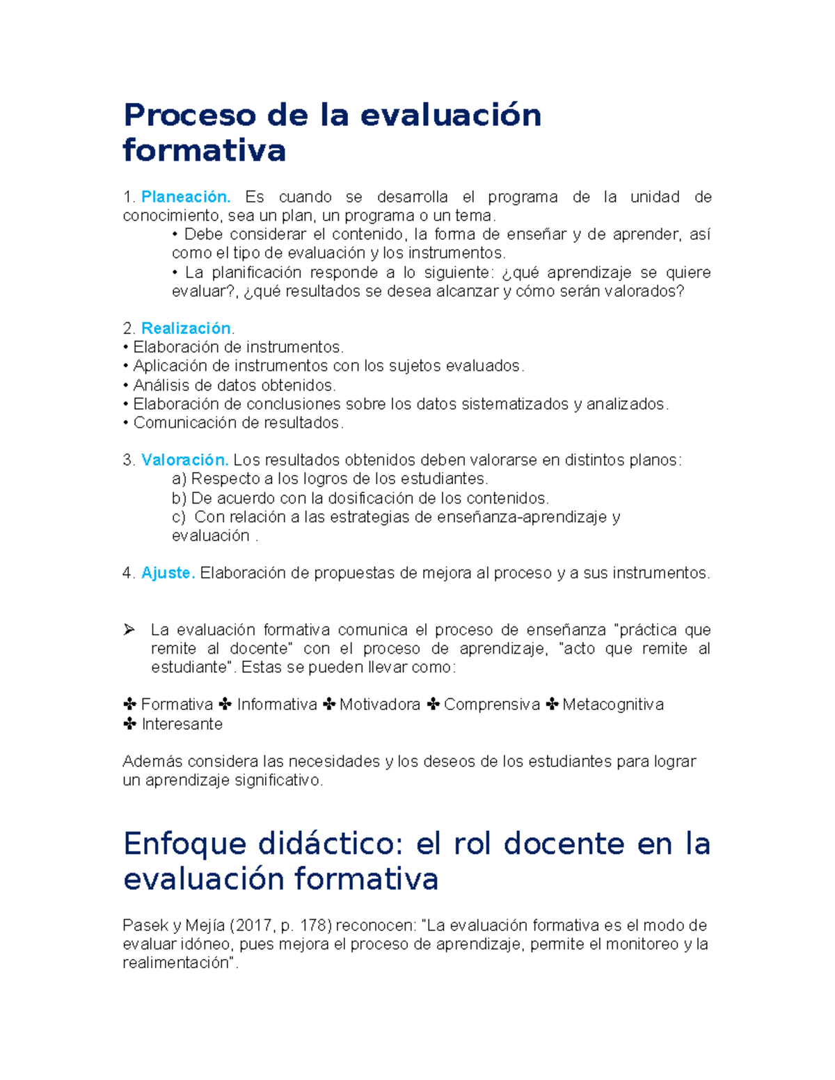 Proceso de la evaluación formativa - Proceso de la evaluación formativa ...
