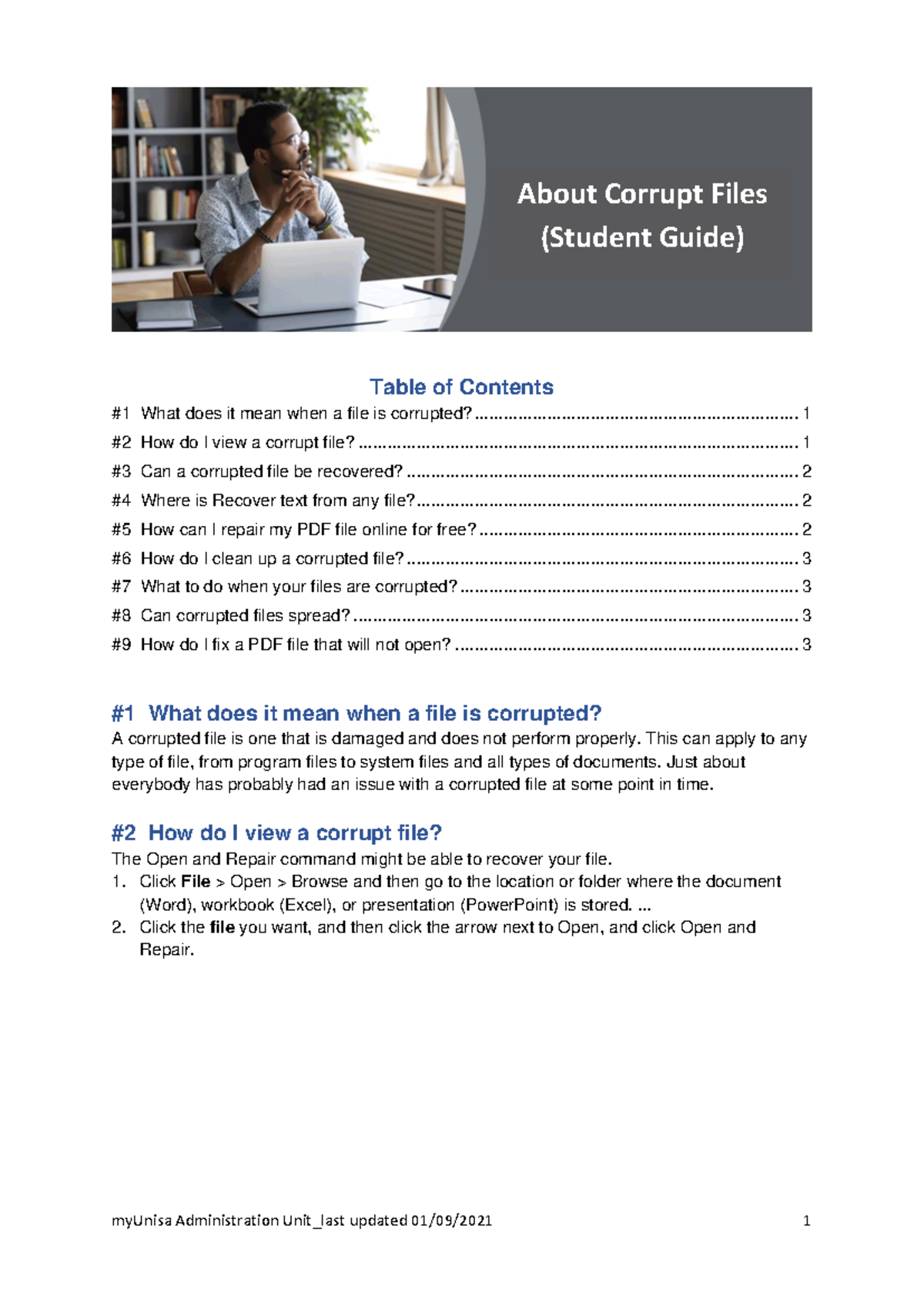 6 - About Corrupt files Student guide - myUnisa Administration Unit ...