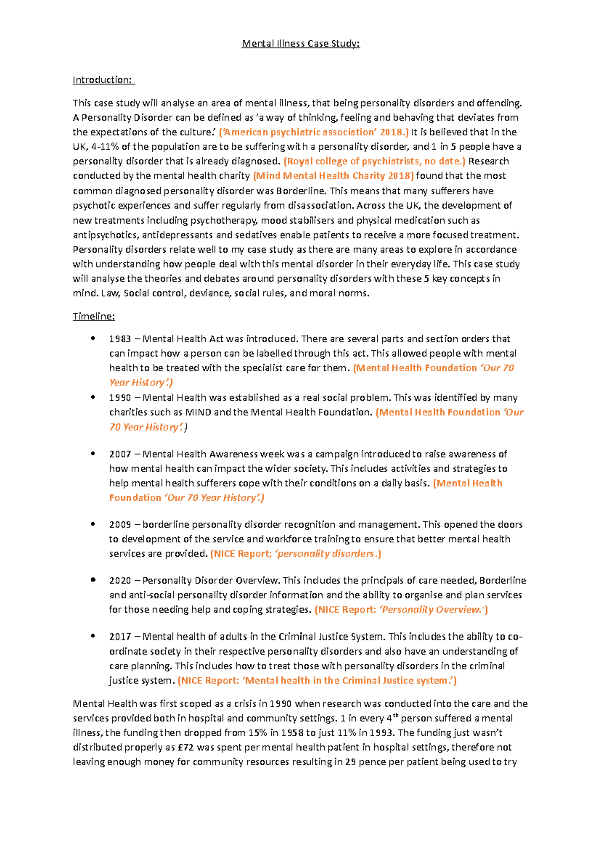 Mental Illness Case Study - Introduction: This case study will analyse ...