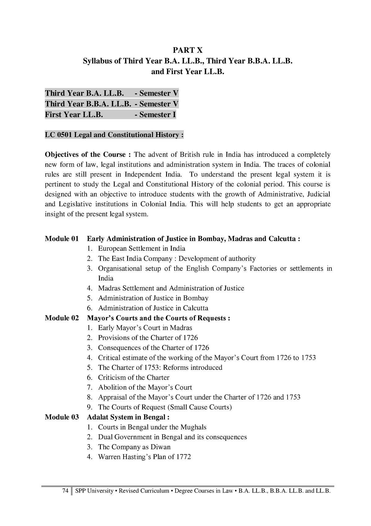 Llb Syllabus 1 - Nice - PART X Syllabus Of Third Year B. LL., Third ...