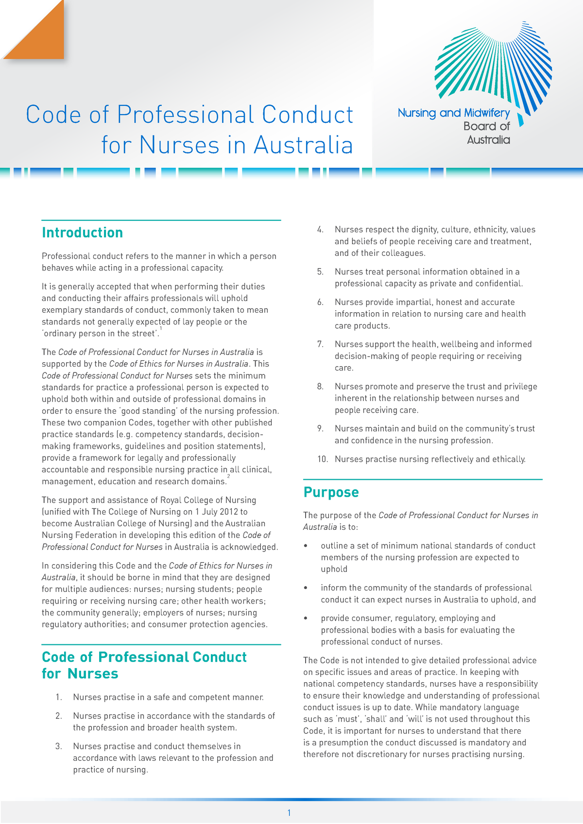 6 New Code Of Professional Conduct For Nurses August 08 1 Studocu