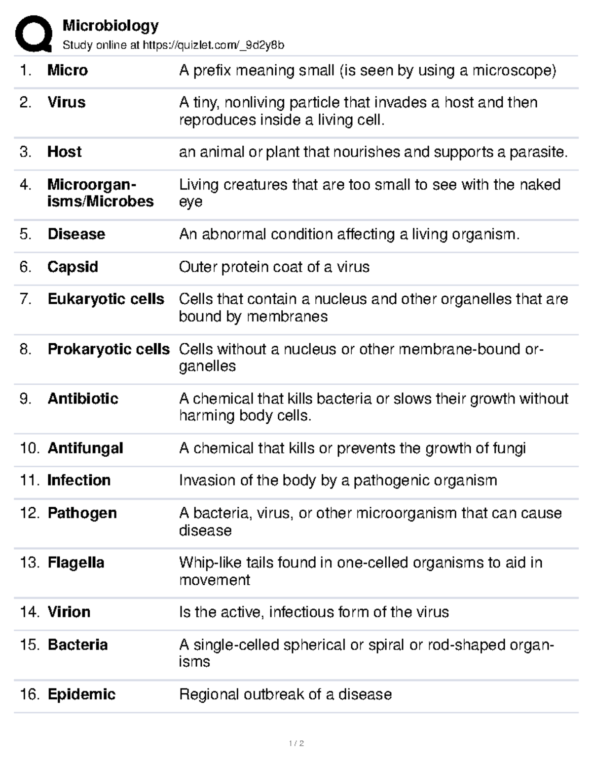 Microbiology - Practice Materials - Microbiology Study Online At ...