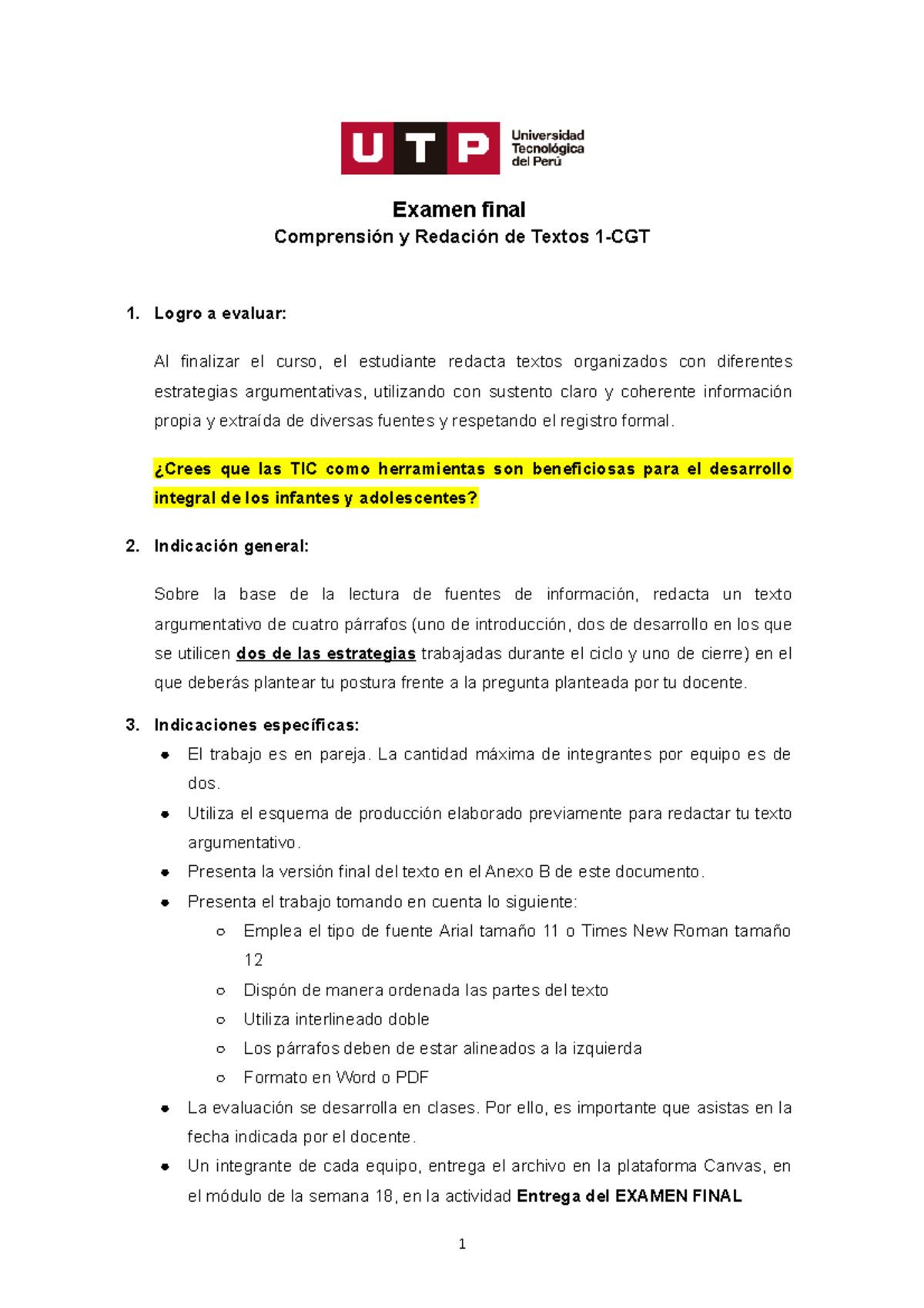 CGT CRT1 Exficonsigna 22M01 - Examen Final Comprensión Y Redación De ...